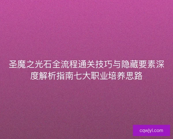 圣魔之光石全流程通关技巧与隐藏要素深度解析指南七大职业培养思路